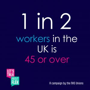 text on card reads: 1 in 2 workers in the UK is 45 or over